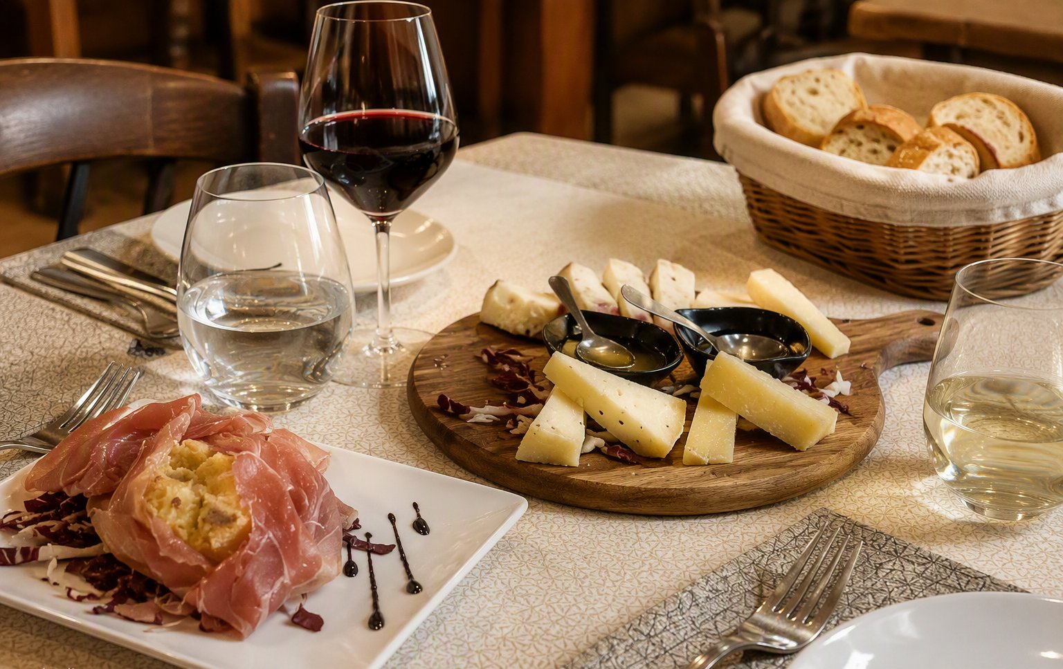 La tavola con gli antipasti toscani